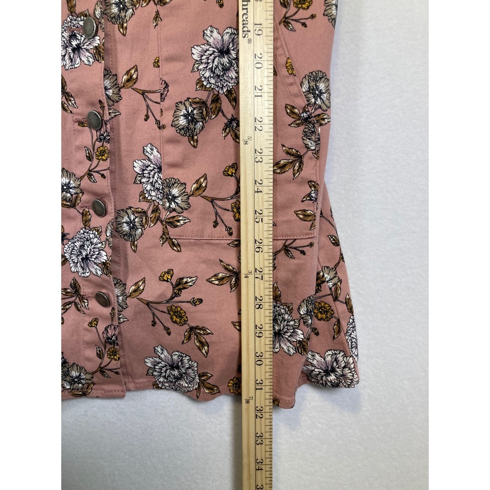 Whimsical Cottagecore Floral Pinafore Overalls Top Women Large Pink Button Front - Picture 7 of 9